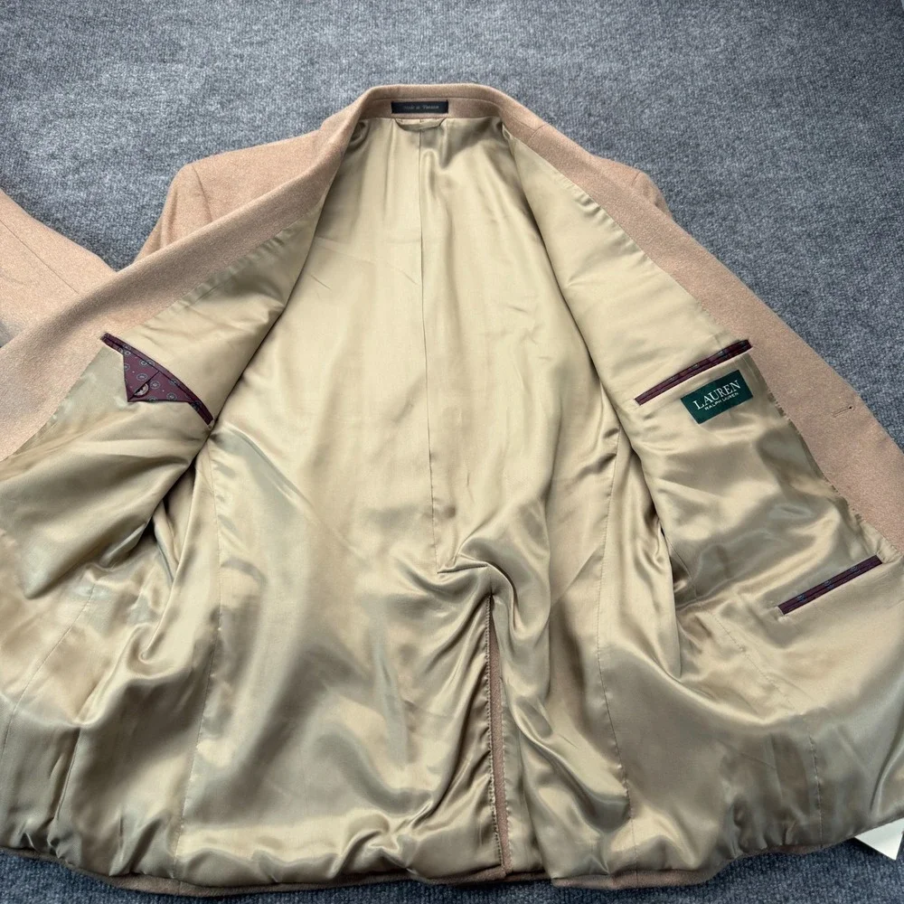 NWT Lauren Ralph Lauren 43R Blazer Lacrosse Camel Wool Silk Cashmere Sport Coat
